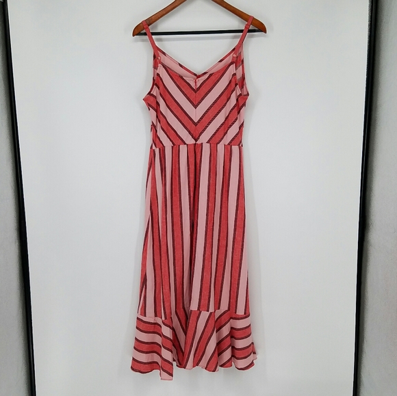 ECI NEW Colorblock Stripe Flounce Hem Dress Size 8 - Picture 2 of 8